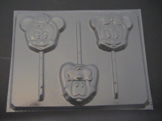 158sp Famous Male Female Mouse Dog Face Chocolate or Hard Candy Lollipop Mold